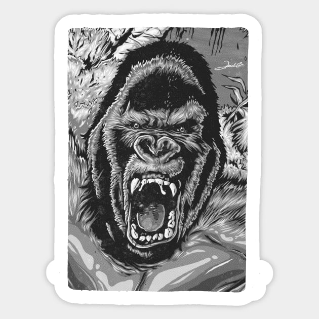 Wild Gorilla (Black Version) Sticker by renatodsc